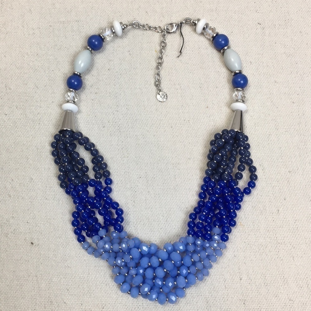 Talbots Beaded Necklace Blue Glass multi strand